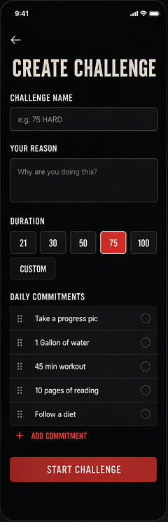 ZeroQuit custom challenge builder